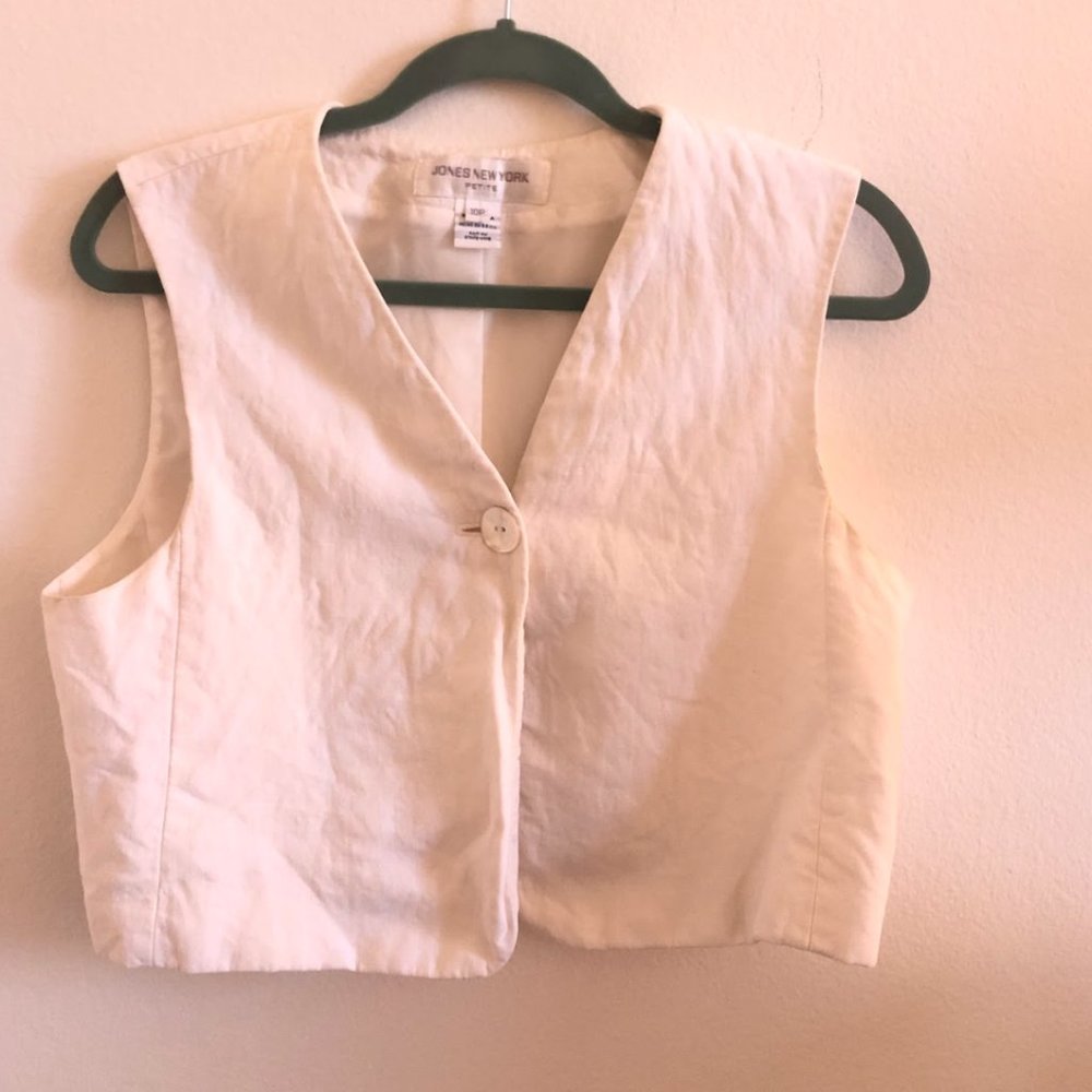 Jones New York Cotton Vest - Seashell Button